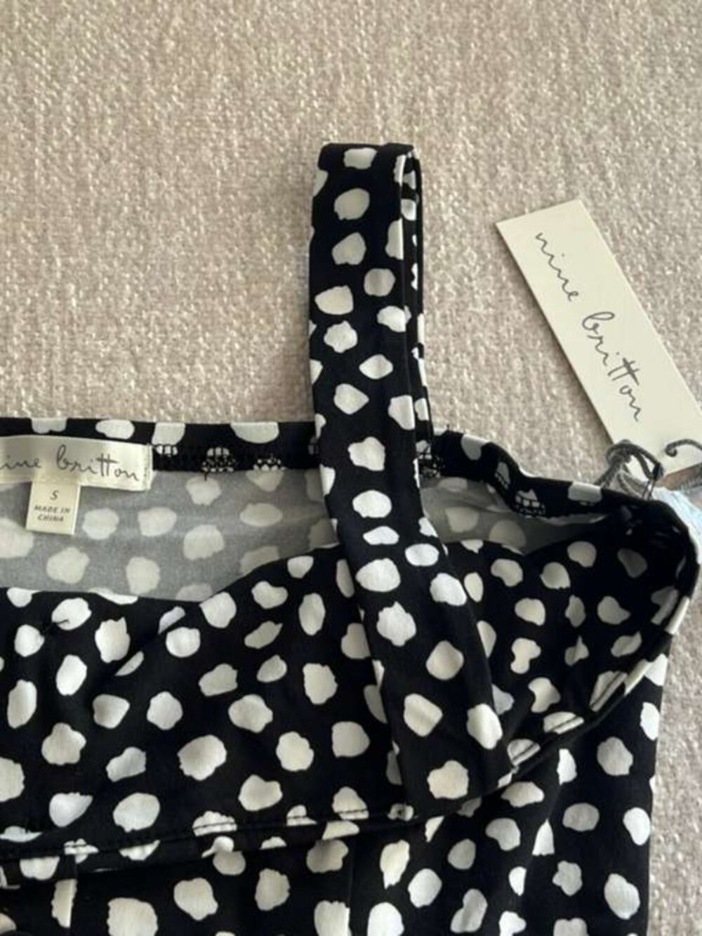 NWT Nine Britton Black White Polka Dot Fit & Flare Dress - Picture 6 of 7